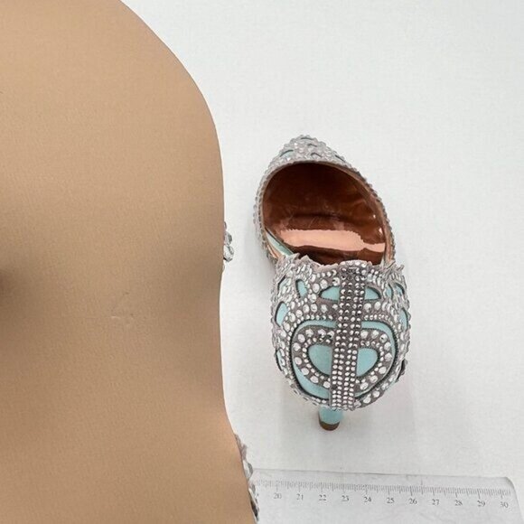 XYD Women's Pumps, Elegant Pointed Toe, D'Orsay Kitten Low Heels, Rhinestone Stu - Picture 5 of 7